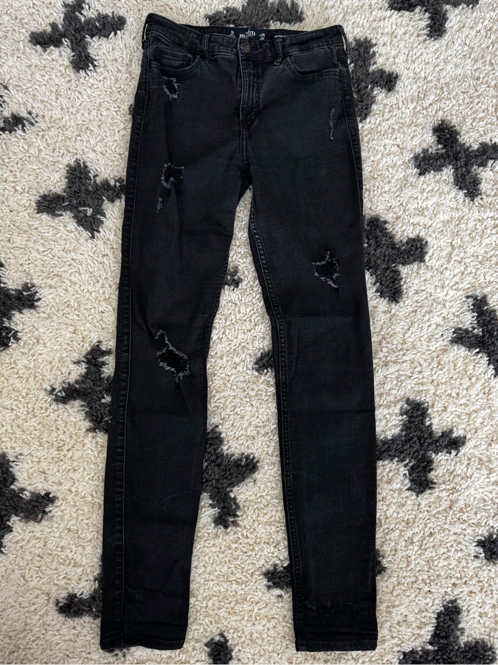 Hollister high-rise super skinny distressed black jeans size 9L